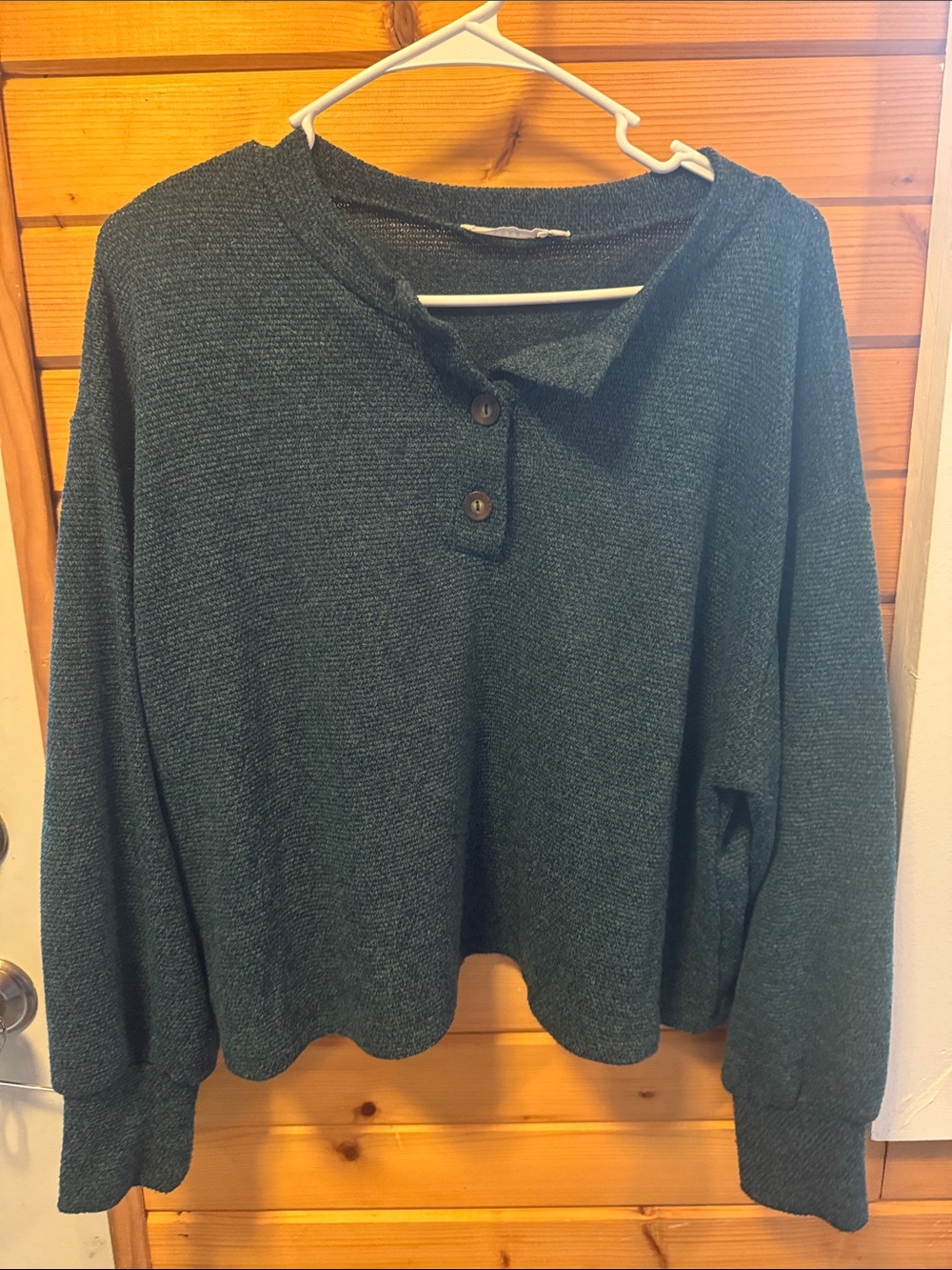 Lush Dark Teal Henley Pullover Sweater